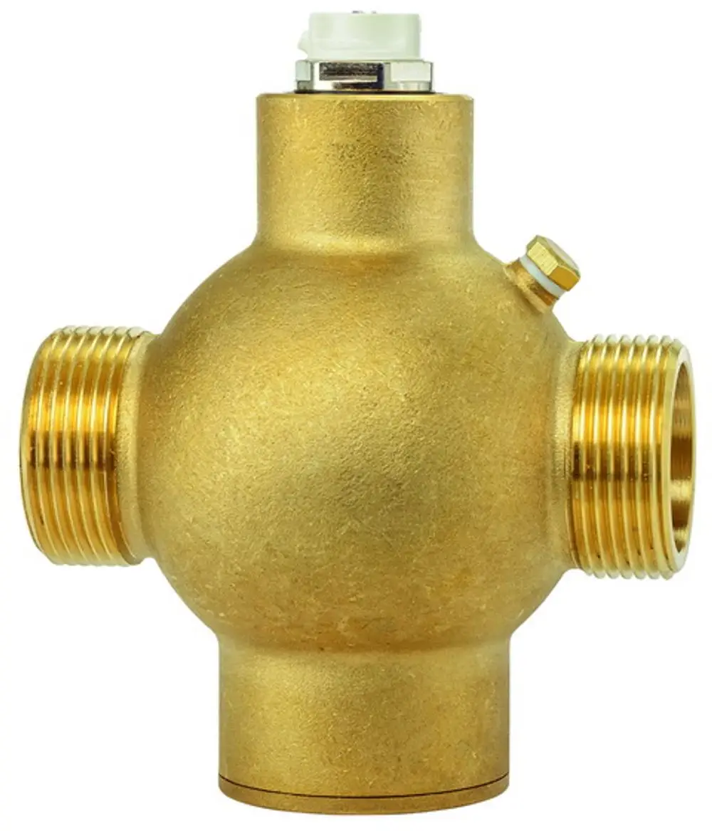 Braun-goldener Abscheider mit Außengewinde, ausgestattet mit einem Magneten. Das Produkt stammt von IMI Hydronic Engineering und ist für die Verwendung in Heizungsanlagen konzipiert.